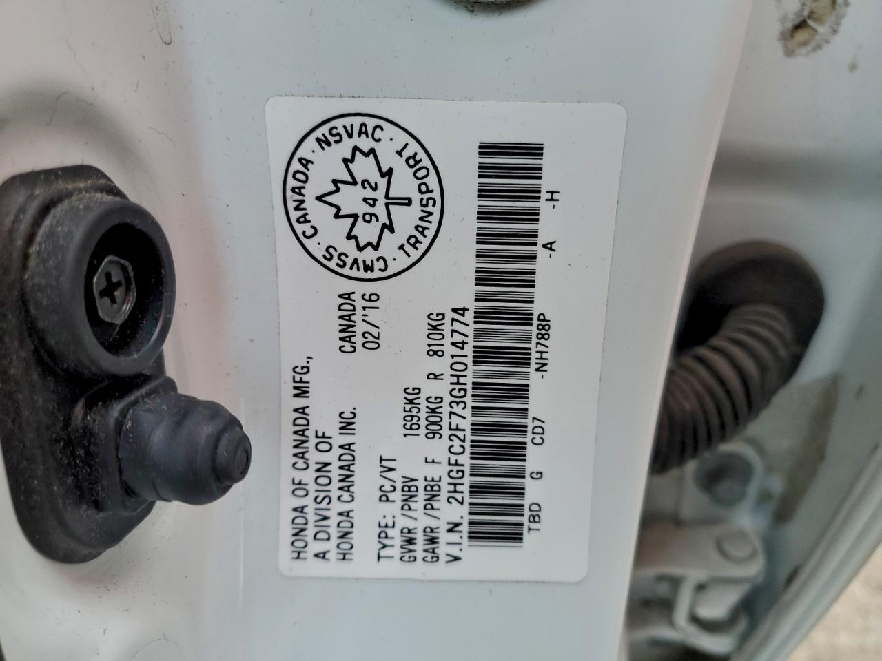 2016 Honda Civic Ex VIN: 2HGFC2F73GH014774 Lot: 93699155