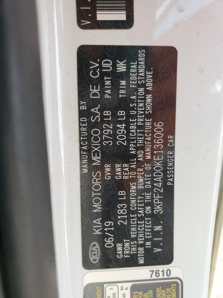 2019 Kia Forte Fe VIN: 3KPF24AD0KE136006 Lot: 92323435