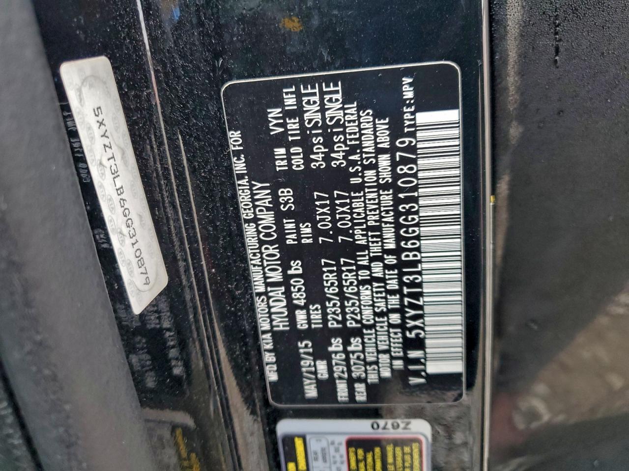 2016 Hyundai Santa Fe Sport VIN: 5XYZT3LB6GG310879 Lot: 93852175