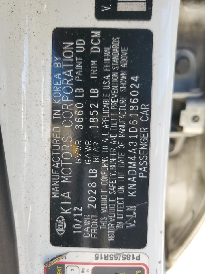 2013 Kia Rio Lx VIN: KNADM4A31D6186024 Lot: 91068745