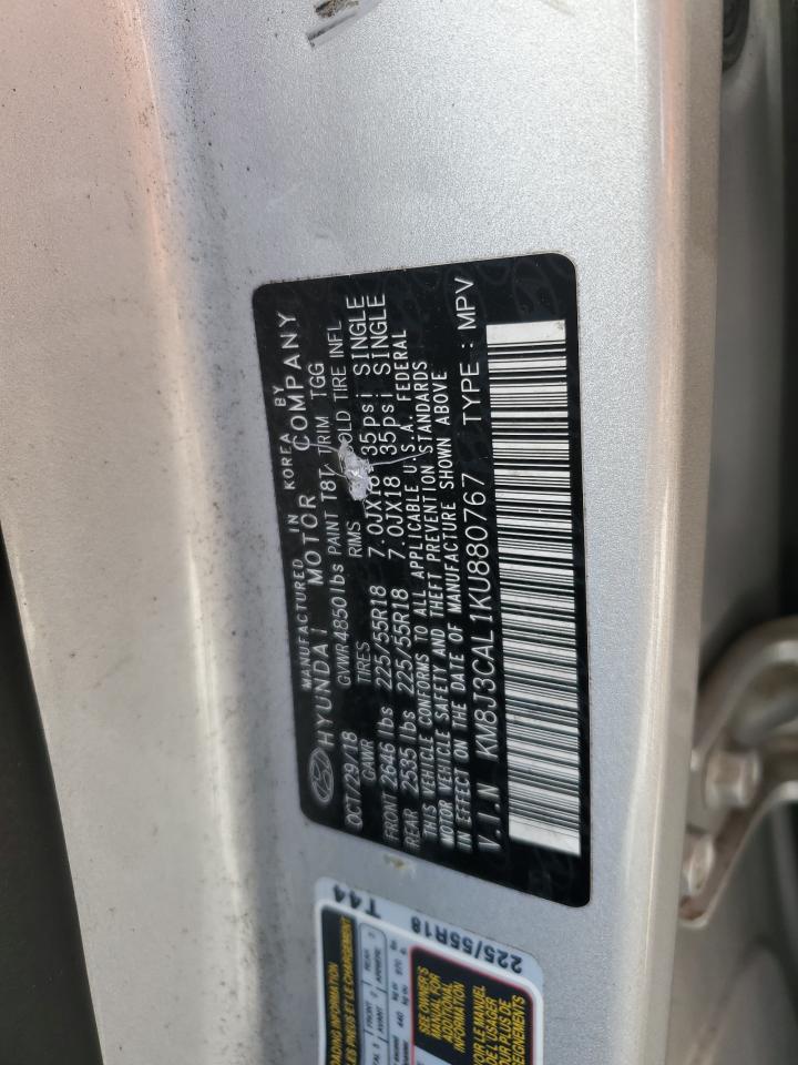 2019 Hyundai Tucson Limited VIN: KM8J3CAL1KU880767 Lot: 91765685