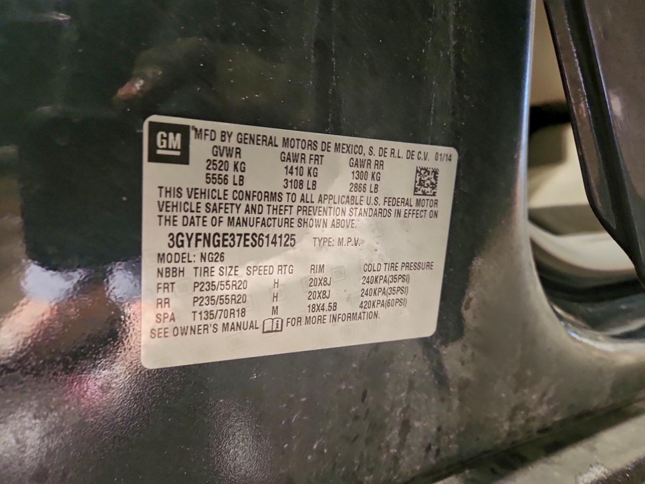 2014 Cadillac Srx Premium Collection VIN: 3GYFNGE37ES614125 Lot: 93624035