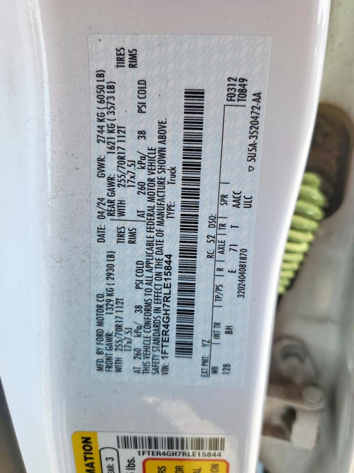 2024 Ford Ranger Xlt VIN: 1FTER4GH7RLE15844 Lot: 91585865