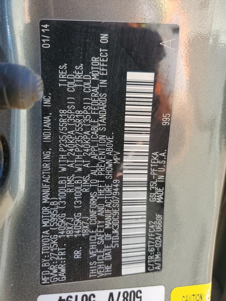 2014 Toyota Sienna Le VIN: 5TDJK3DC9ES079449 Lot: 93887375