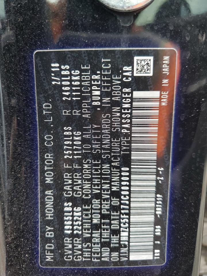 2018 Honda Clarity VIN: JHMZC5F17JC009000 Lot: 91286255