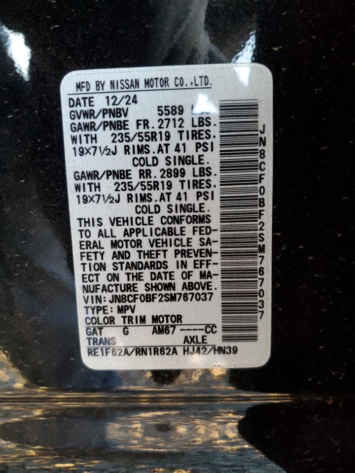 2025 Nissan Ariya Engage VIN: JN8CF0BF2SM767037 Lot: 92944185