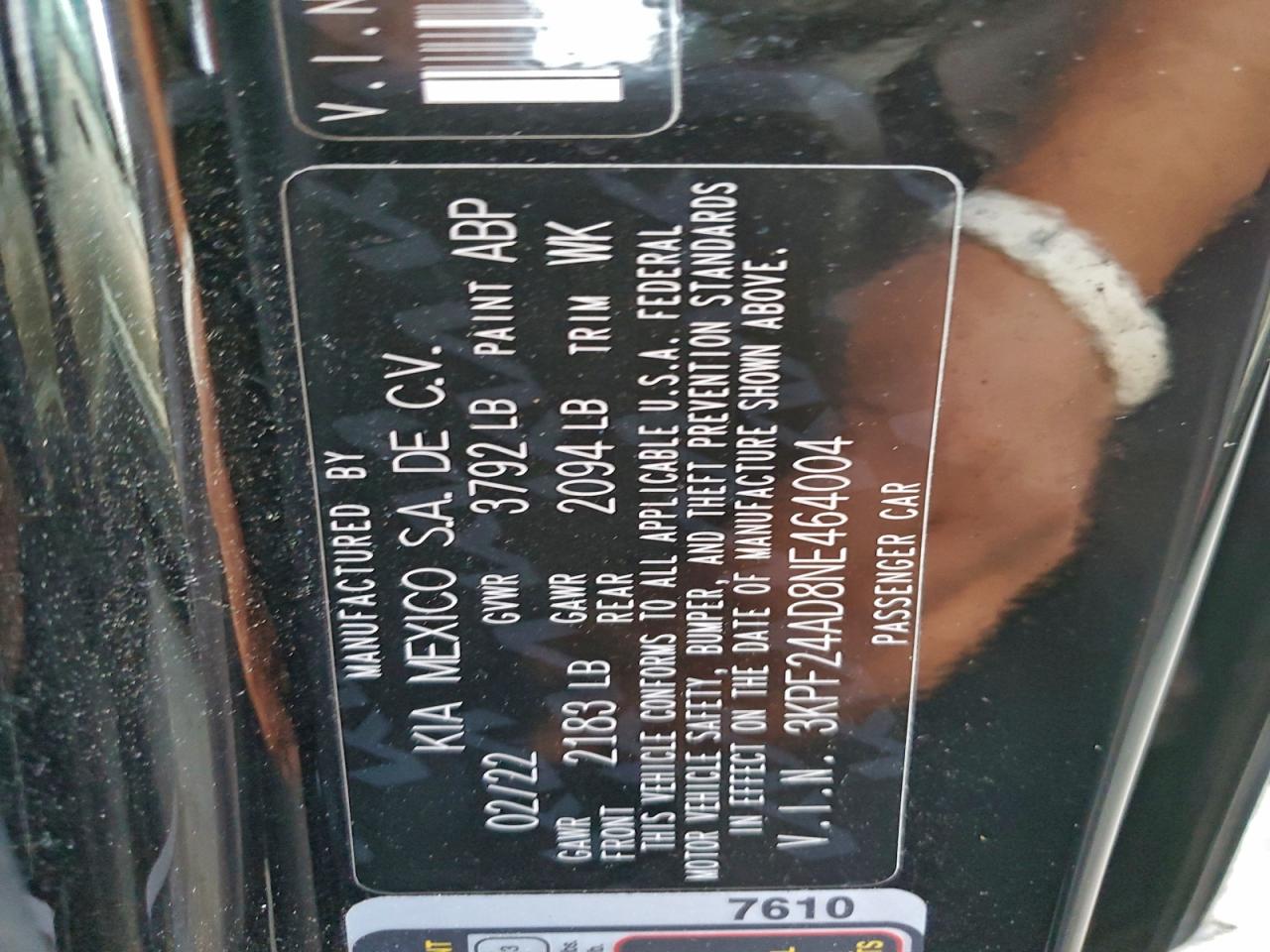 2022 Kia Forte Fe VIN: 3KPF24AD8NE464004 Lot: 93901125