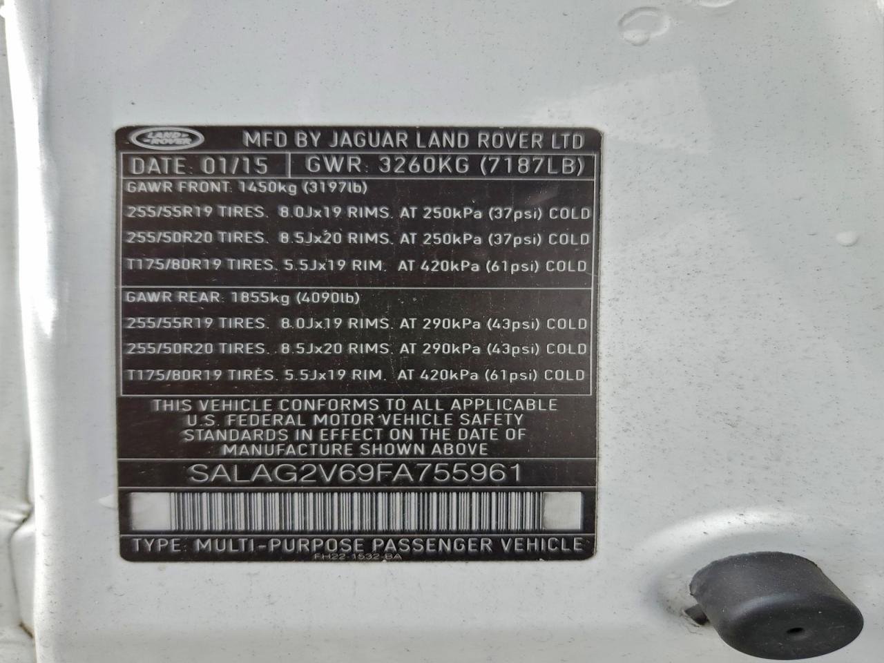 2015 Land Rover Lr4 Hse VIN: SALAG2V69FA755961 Lot: 94499505