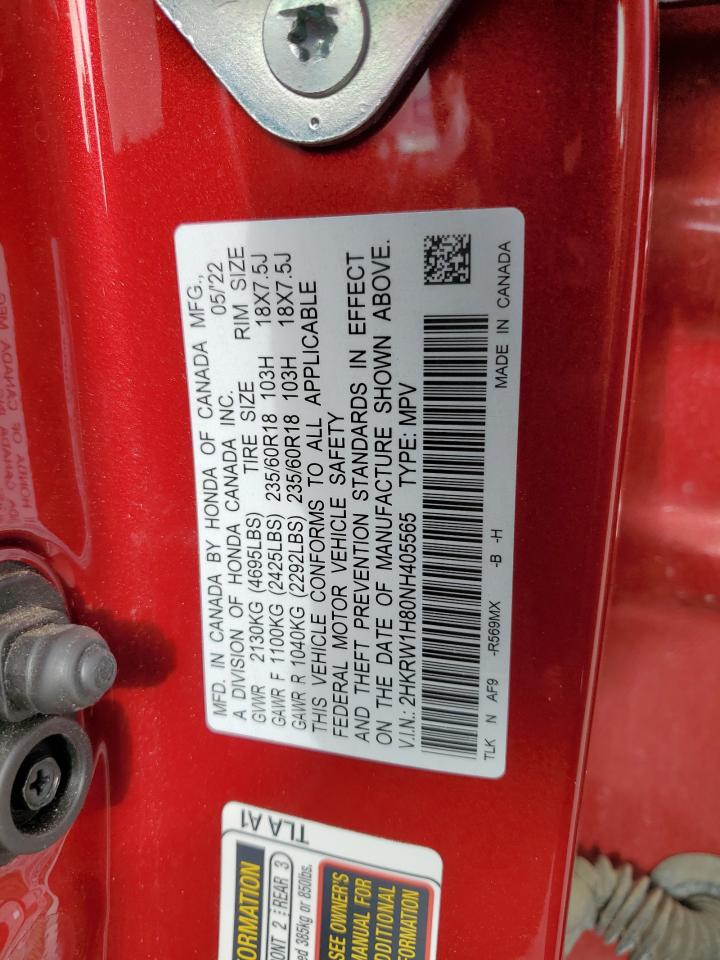 2022 Honda Cr-V Exl VIN: 2HKRW1H80NH405565 Lot: 93377225