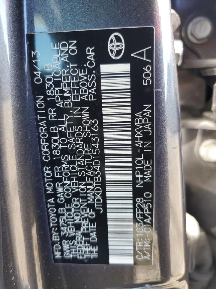 2013 Toyota Prius C VIN: JTDKDTB34D1543163 Lot: 93382155