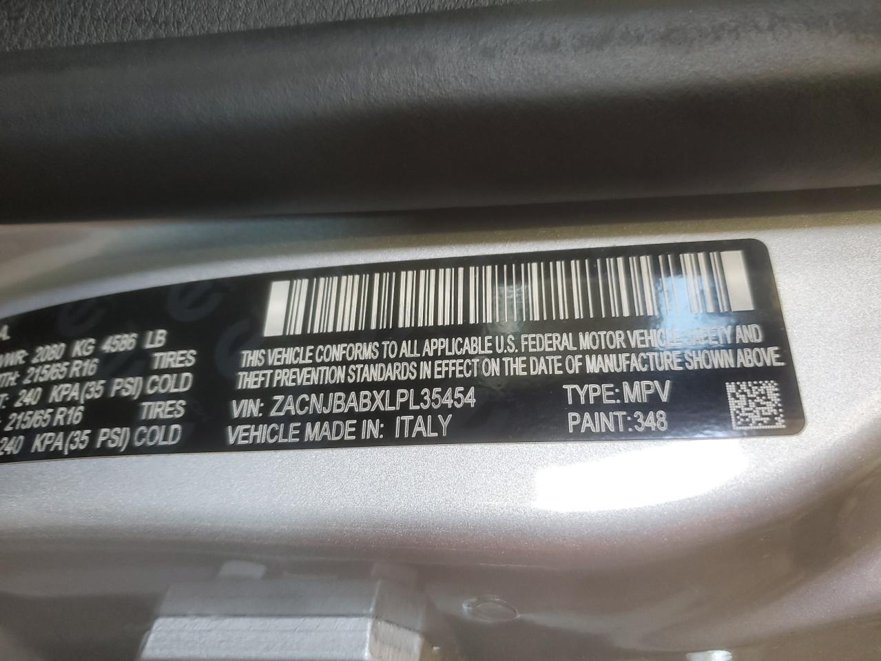 2020 Jeep Renegade Sport VIN: ZACNJBABXLPL35454 Lot: 91844455