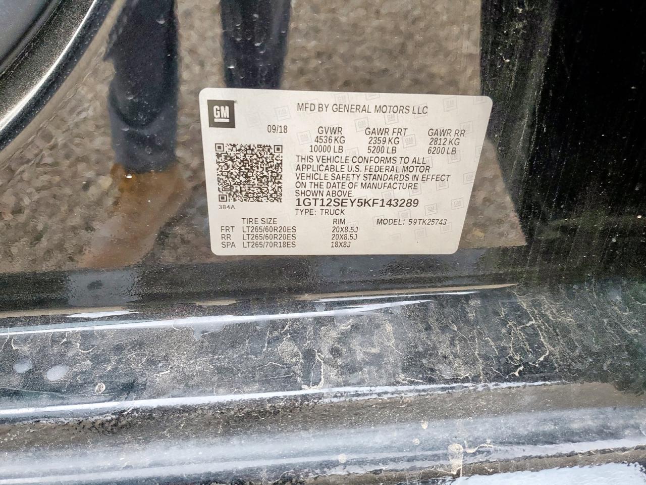 2019 GMC Sierra K2500 Denali VIN: 1GT12SEY5KF143289 Lot: 92749165