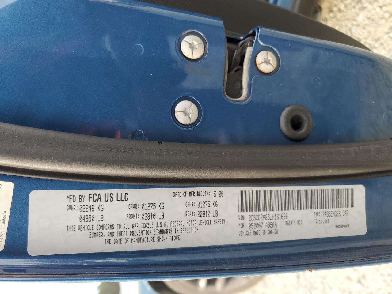 2020 Dodge Challenger Sxt VIN: 2C3CDZAG5LH161630 Lot: 92837715