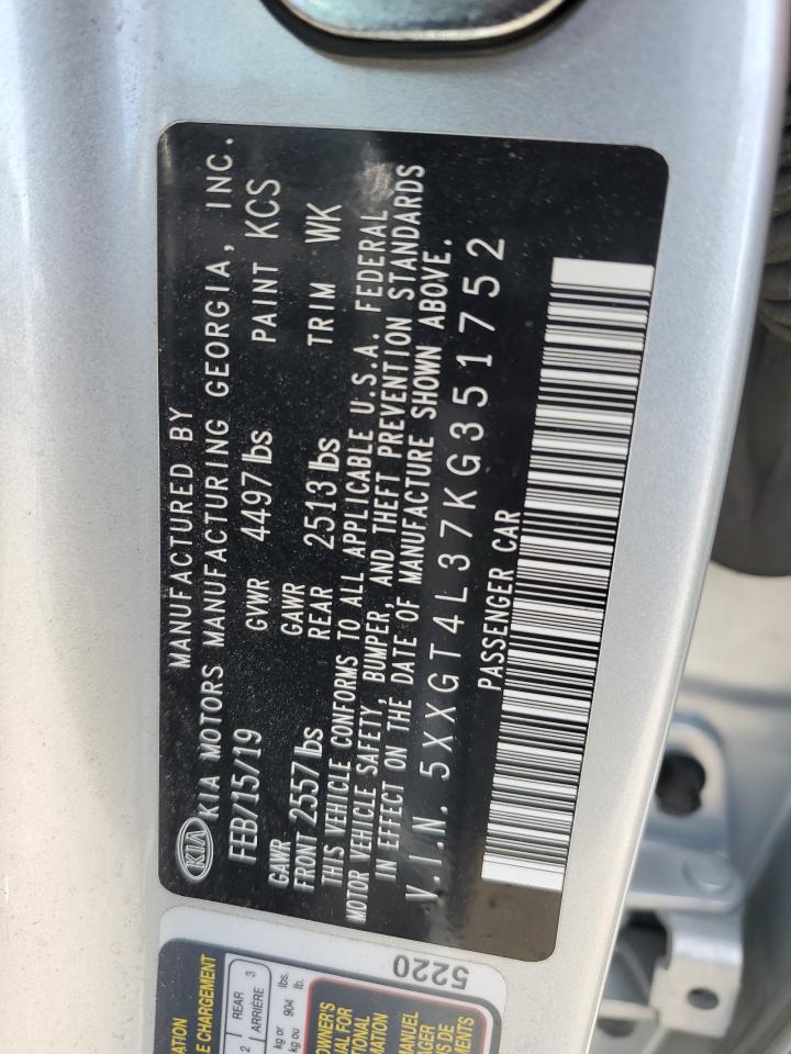 2019 Kia Optima Lx VIN: 5XXGT4L37KG351752 Lot: 90845315