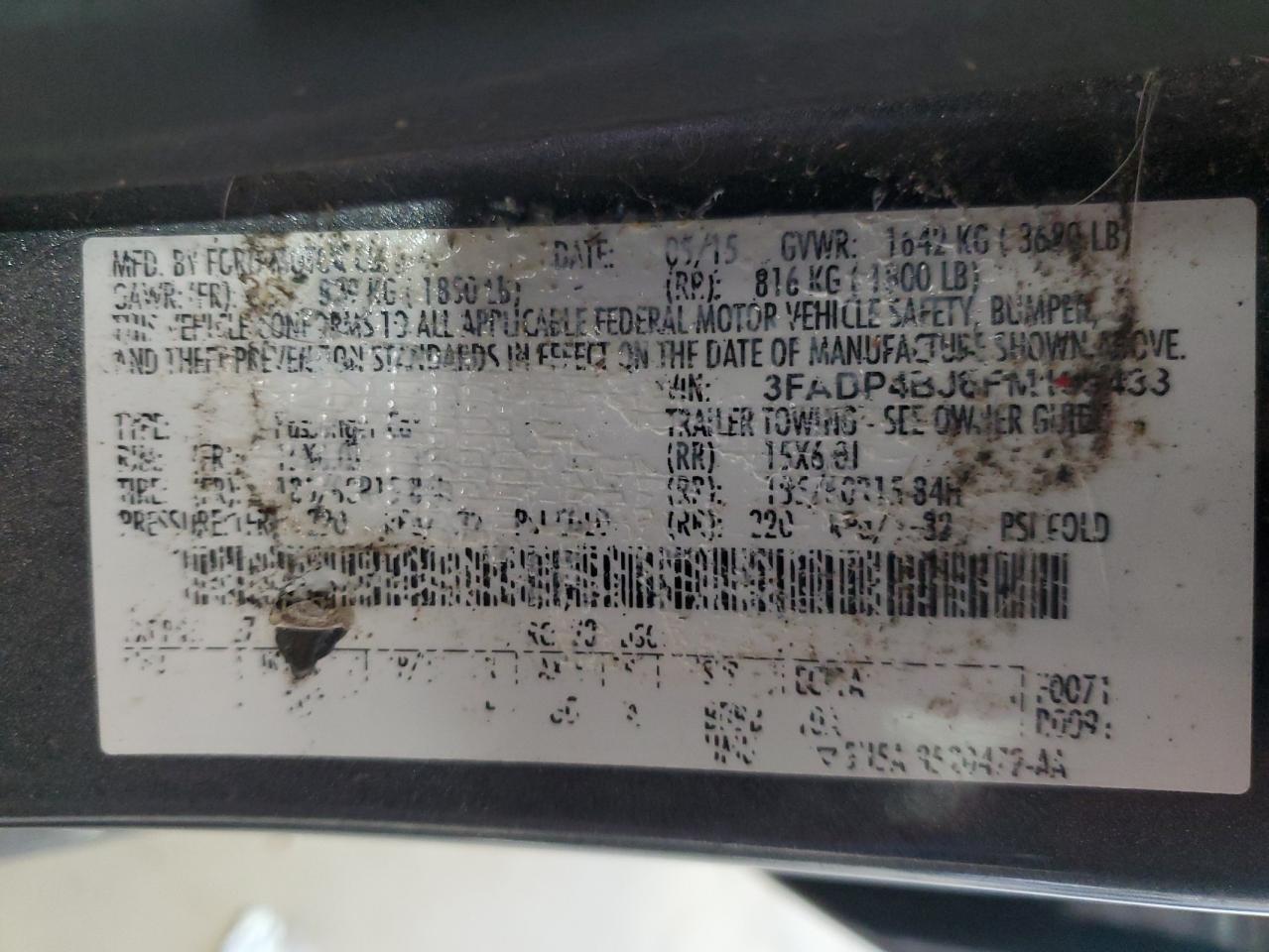 2015 Ford Fiesta Se VIN: 3FADP4BJ6FM199433 Lot: 91660375