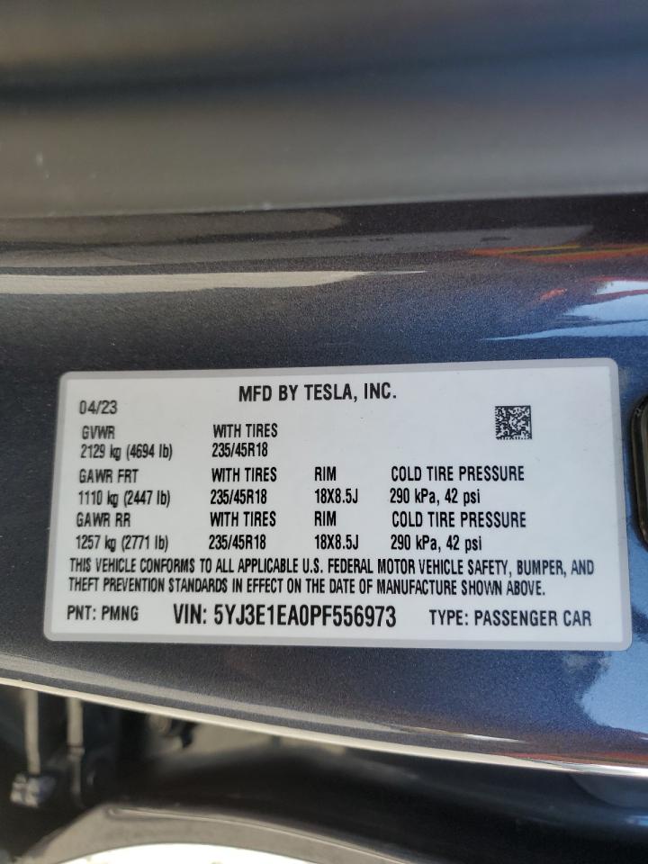 2023 Tesla Model 3 VIN: 5YJ3E1EA0PF556973 Lot: 93477275