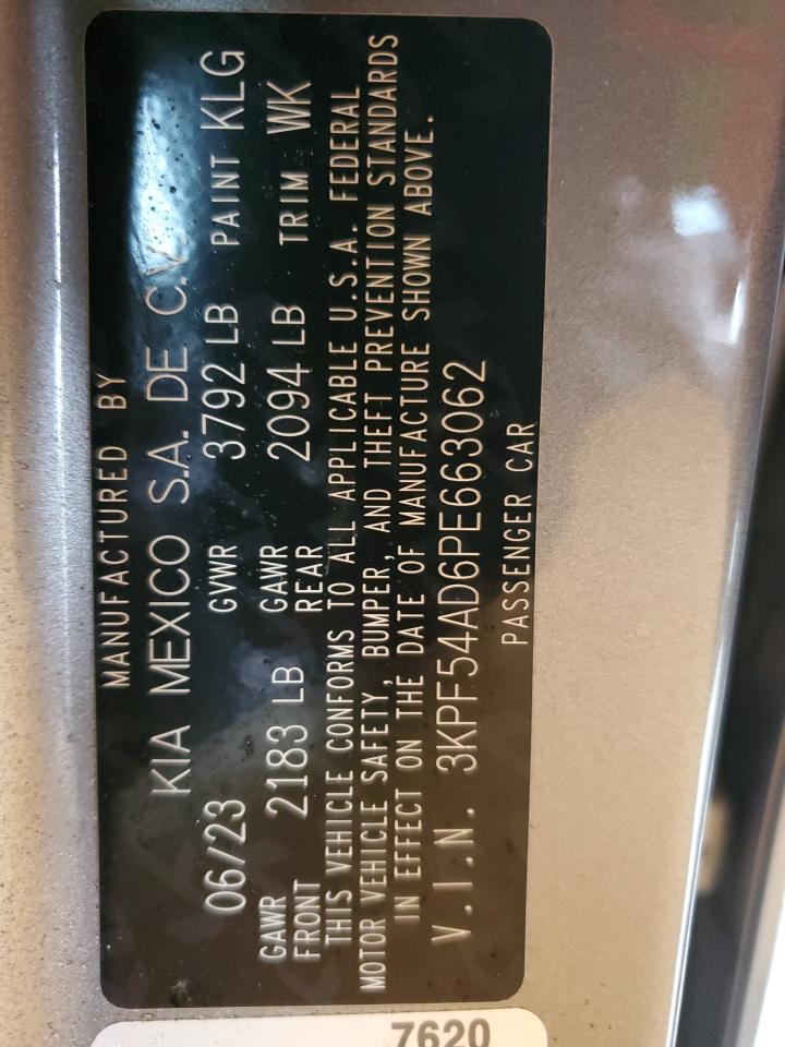 2023 Kia Forte Gt Line VIN: 3KPF54AD6PE663062 Lot: 92760005