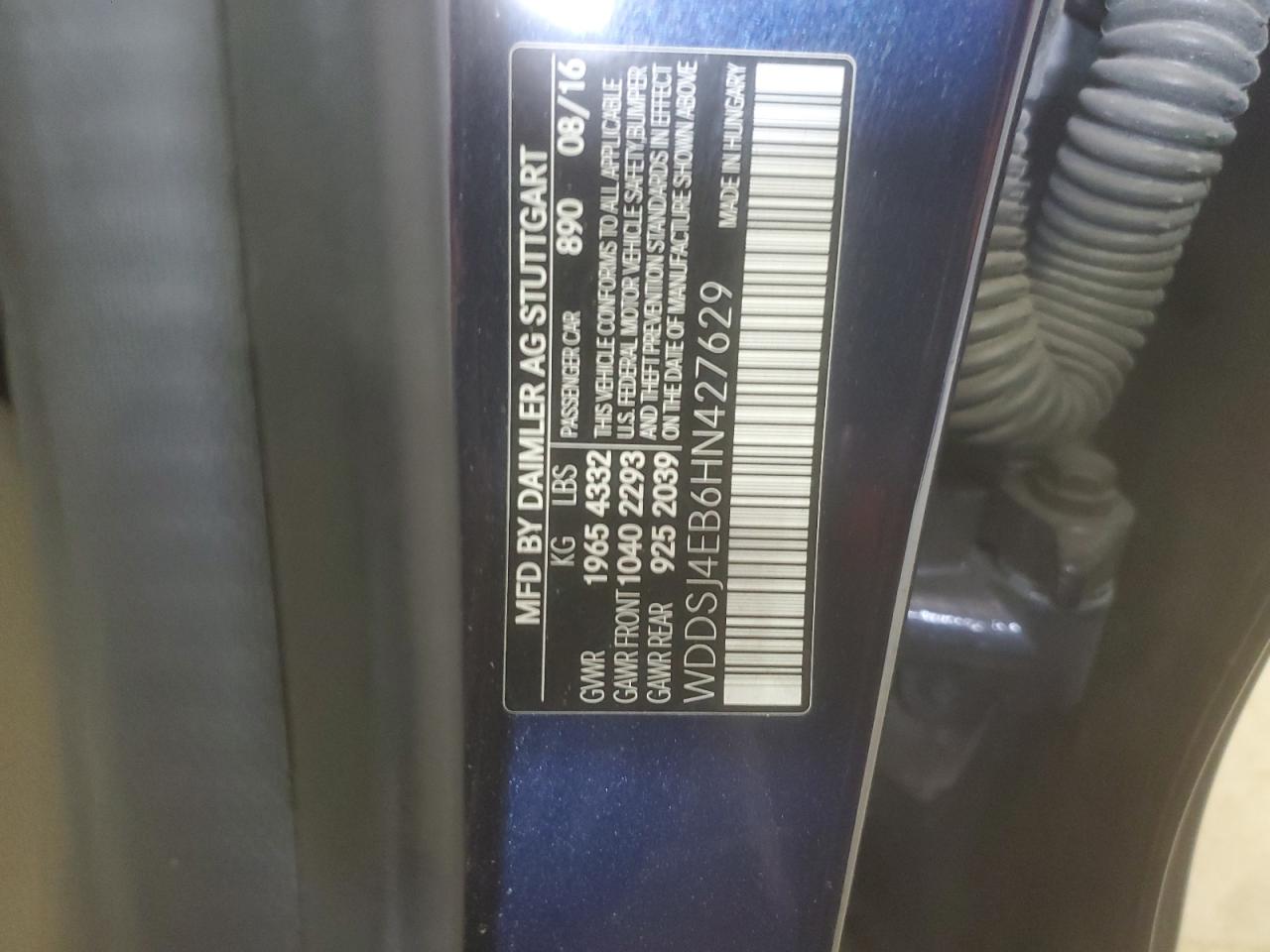 2017 Mercedes-Benz Cla 250 VIN: WDDSJ4EB6HN427629 Lot: 91140985