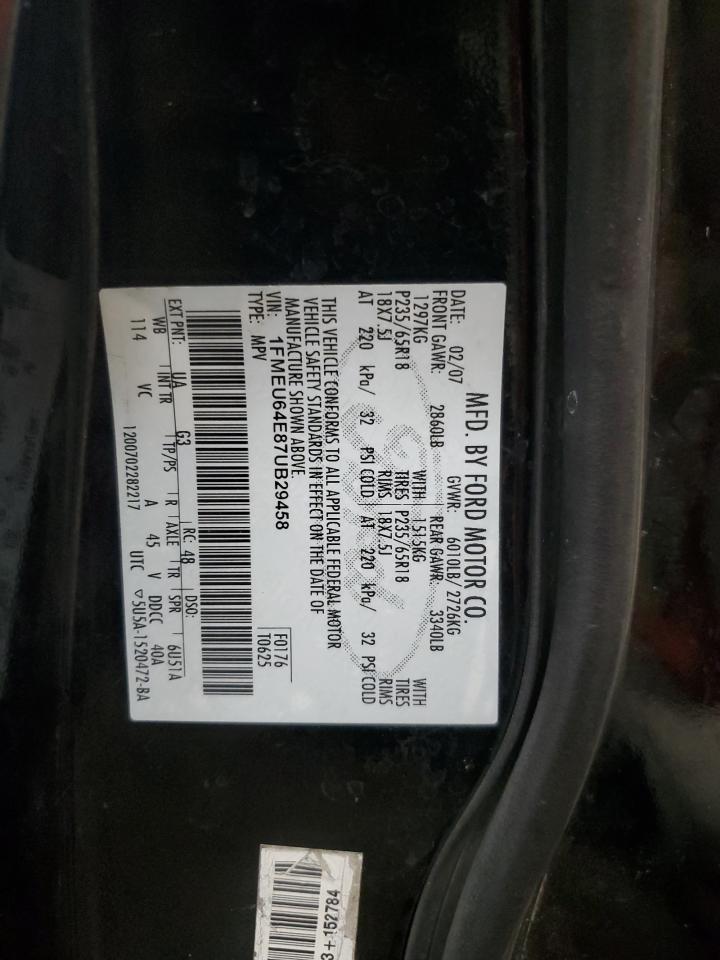 2007 Ford Explorer Eddie Bauer VIN: 1FMEU64E87UB29458 Lot: 91923845