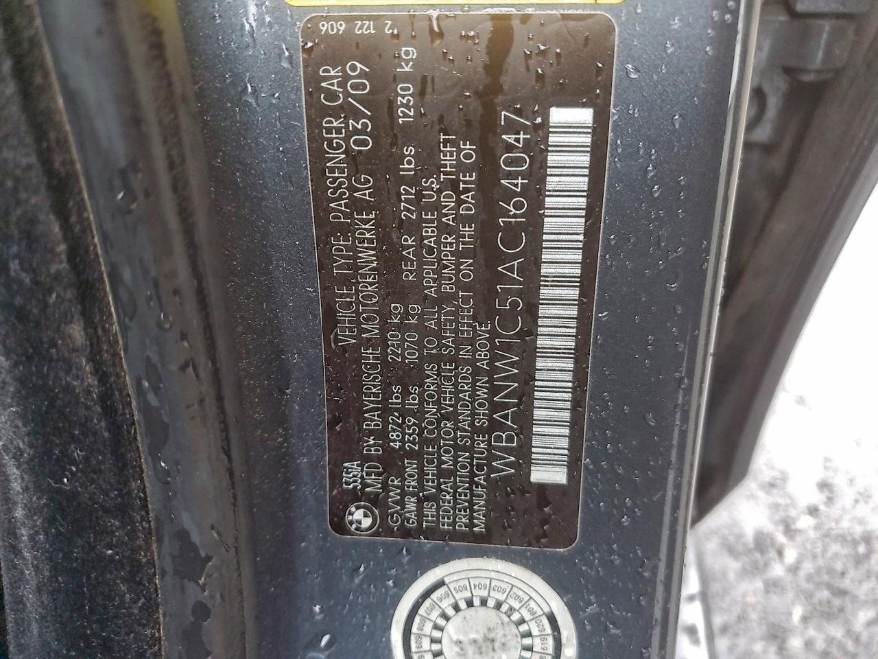 2010 BMW 535 I VIN: WBANW1C51AC164047 Lot: 93882405