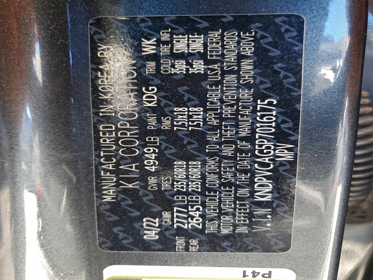 2023 Kia Sportage Ex VIN: KNDPVCAG5P7016175 Lot: 94486835