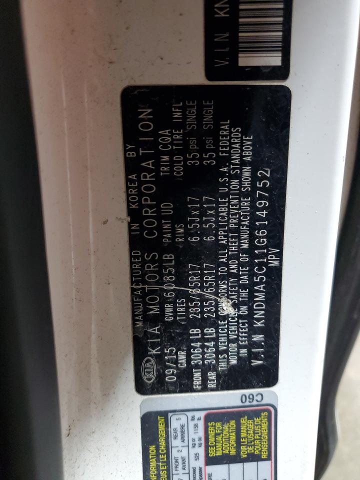 2016 Kia Sedona L VIN: KNDMA5C11G6149752 Lot: 92161135