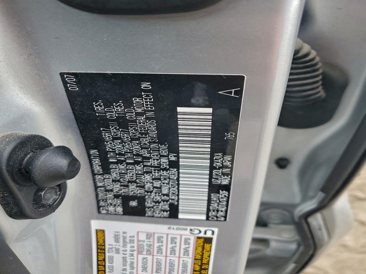 2007 Lexus Gx 470 VIN: JTJBT20X370148384 Lot: 94390765