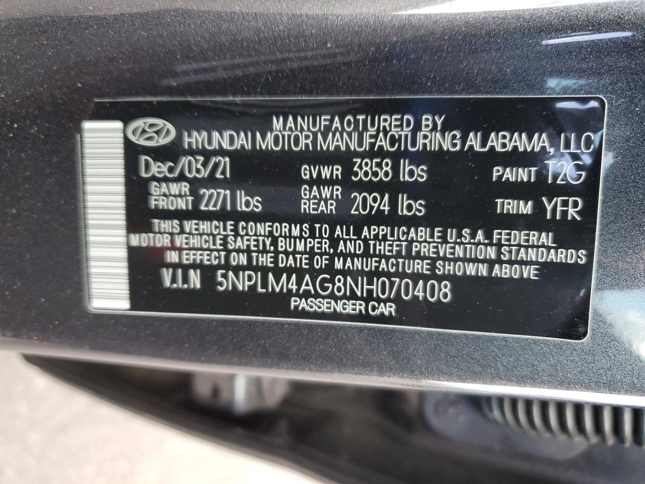 2022 Hyundai Elantra Sel VIN: 5NPLM4AG8NH070408 Lot: 91141125