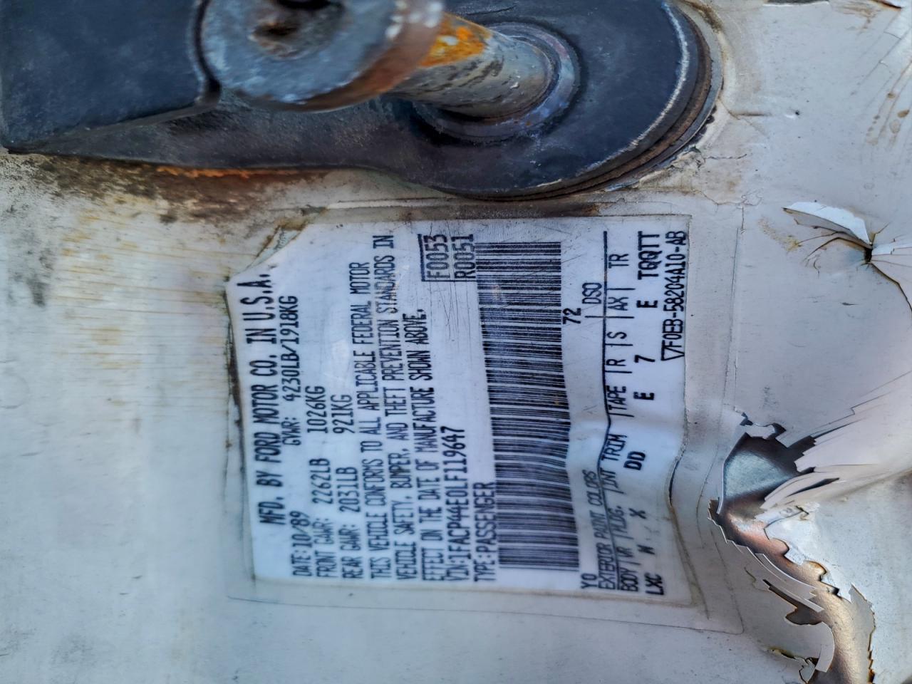 1990 Ford Mustang Lx VIN: 1FACP44E0LF119647 Lot: 94088315