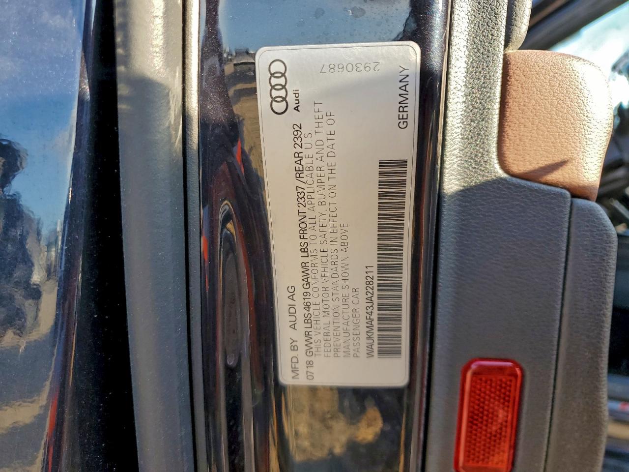 2018 Audi A4 Premium VIN: WAUKMAF43JA228211 Lot: 94726285