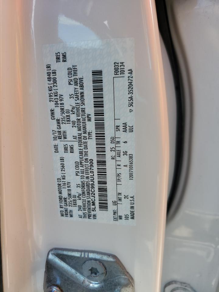 2018 Lincoln Mkc Select VIN: 5LMCJ2C99JUL07900 Lot: 91529505