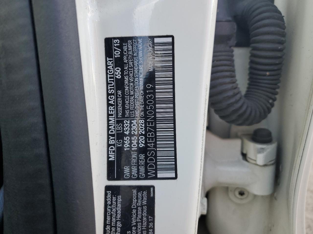 2014 Mercedes-Benz Cla 250 VIN: WDDSJ4EB7EN050319 Lot: 92072365