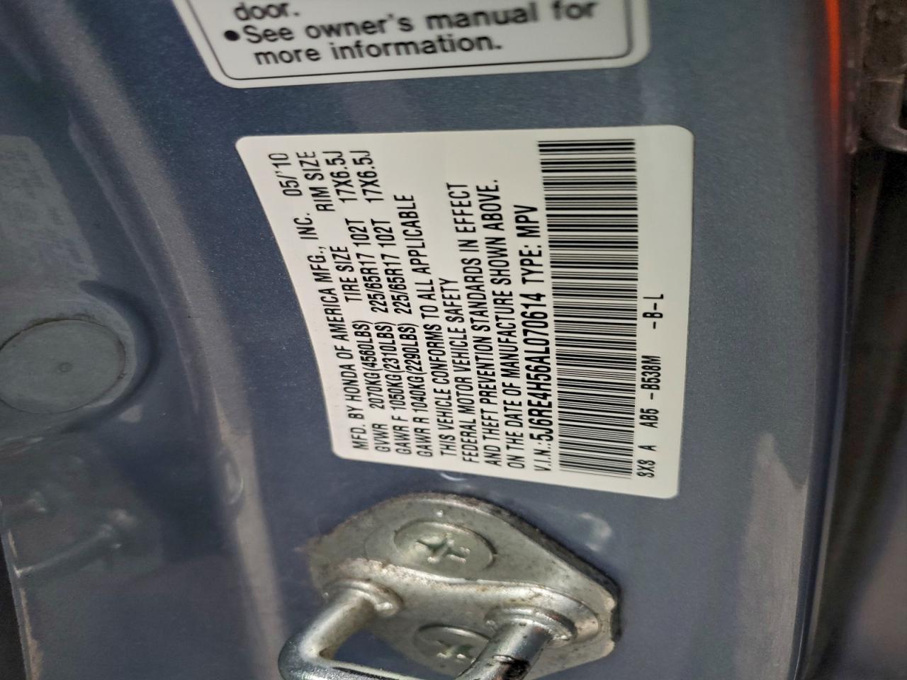 2010 Honda Cr-V Ex VIN: 5J6RE4H56AL070614 Lot: 93824115