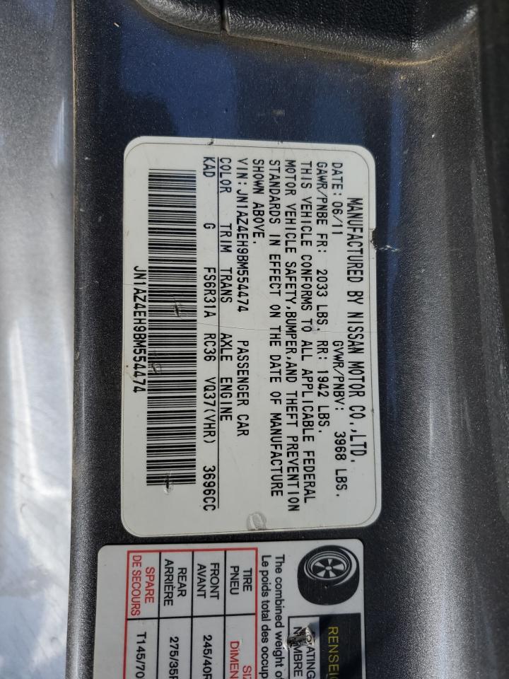 2011 Nissan 370Z Base VIN: JN1AZ4EH9BM554474 Lot: 91688165