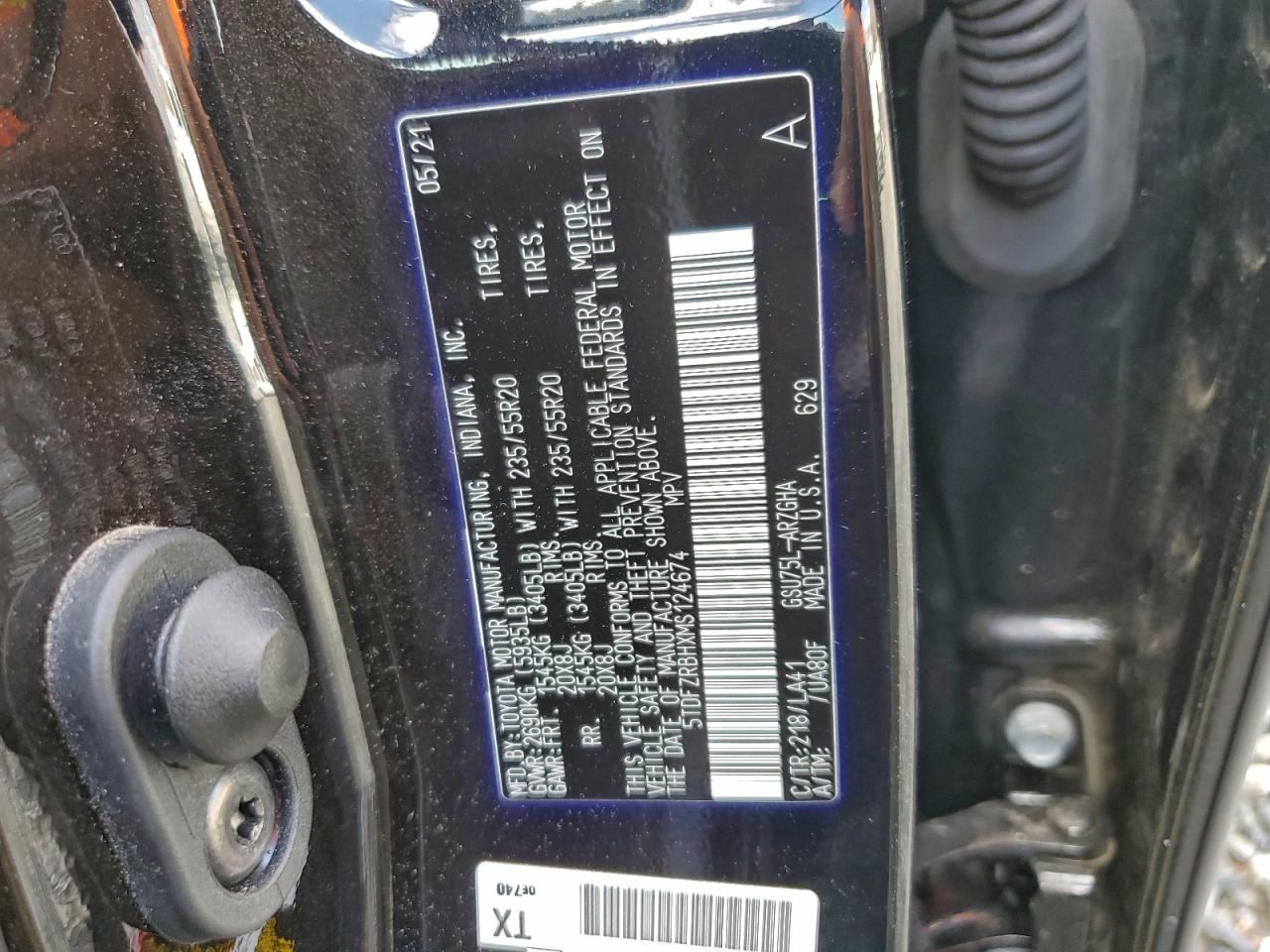 2021 Toyota Highlander Platinum VIN: 5TDFZRBHXMS124674 Lot: 94541415