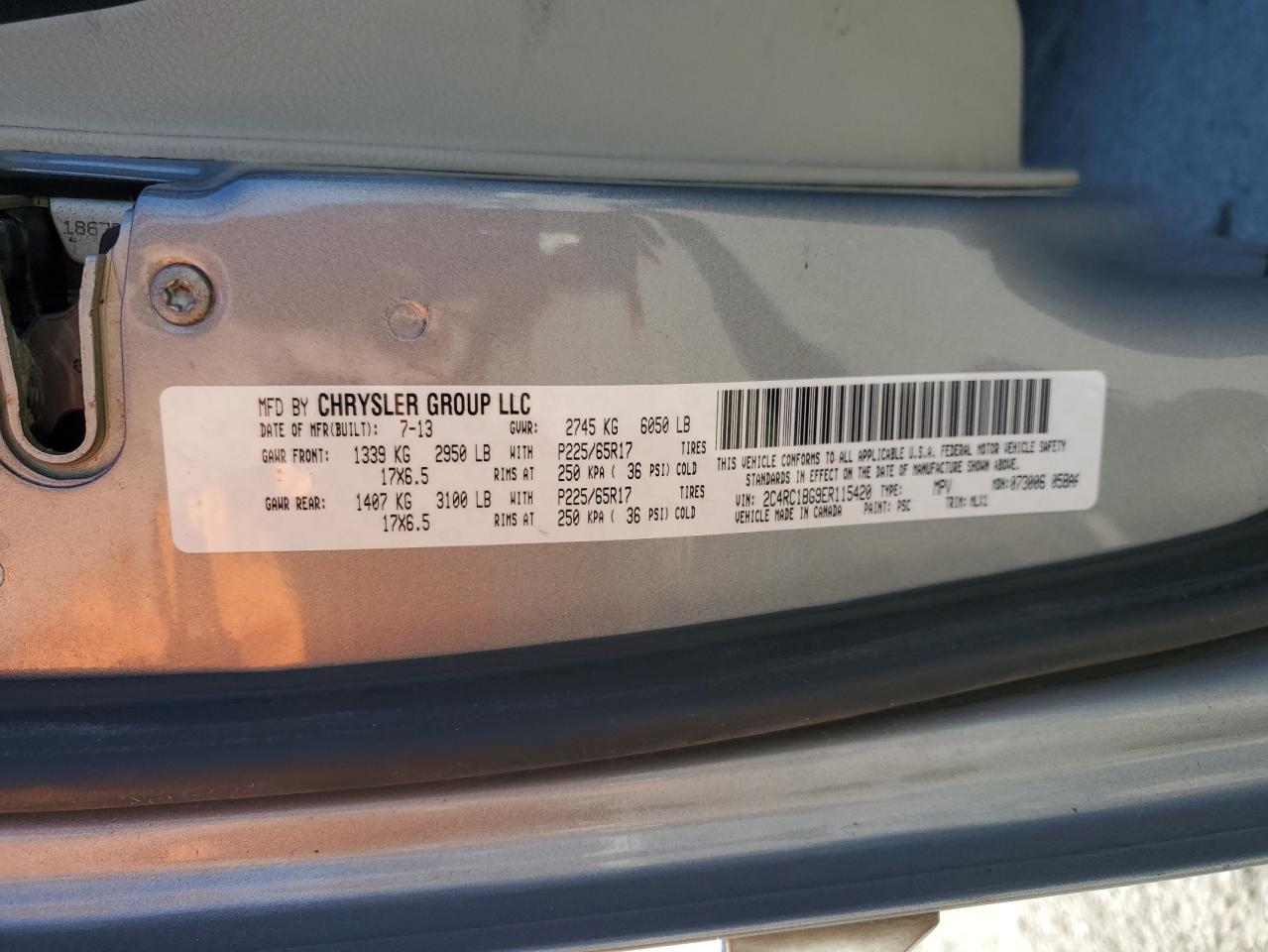 2014 Chrysler Town & Country Touring VIN: 2C4RC1BG9ER115420 Lot: 91504815