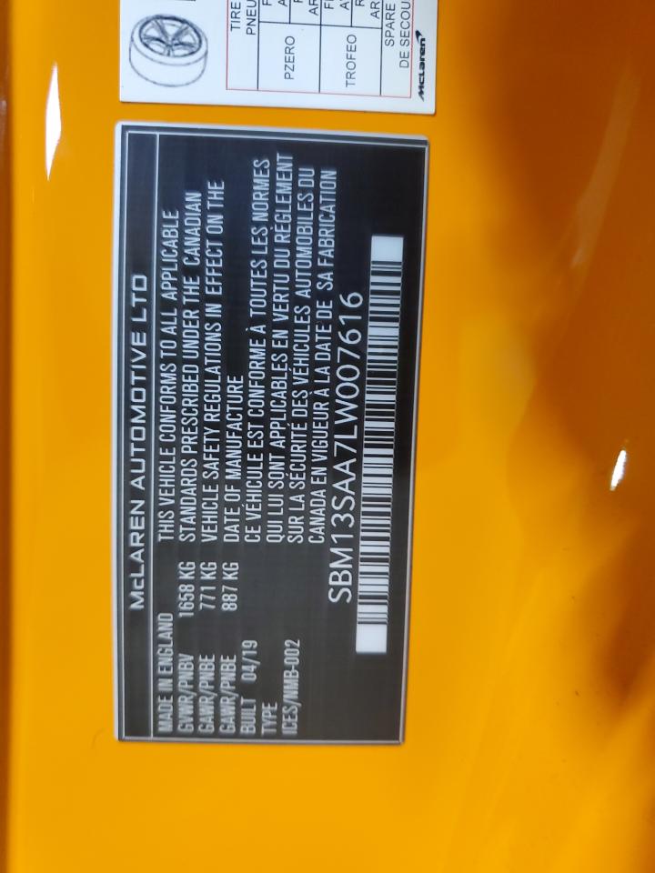 2020 Mclaren Automotive 600Lt VIN: SBM13SAA7LW007616 Lot: 93010585