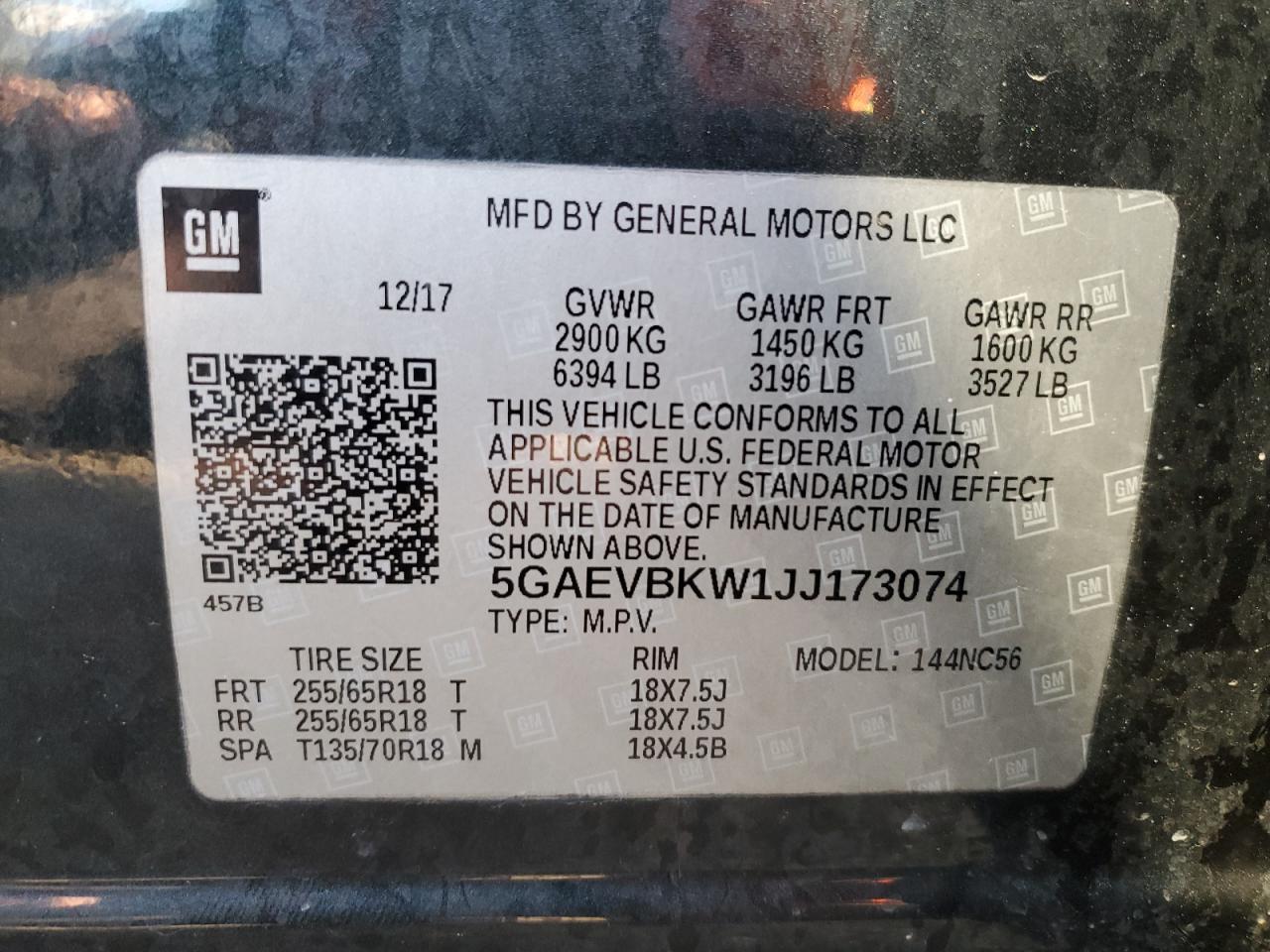 2018 Buick Enclave Premium VIN: 5GAEVBKW1JJ173074 Lot: 92671315