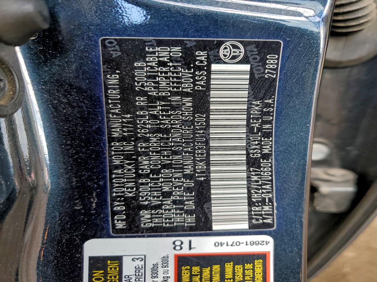 2015 Toyota Avalon Xle VIN: 4T1BK1EB3FU141502 Lot: 94435345