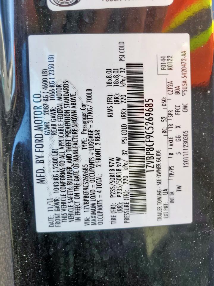 2012 Ford Mustang Gt VIN: 1ZVBP8CF9C5269685 Lot: 92237865