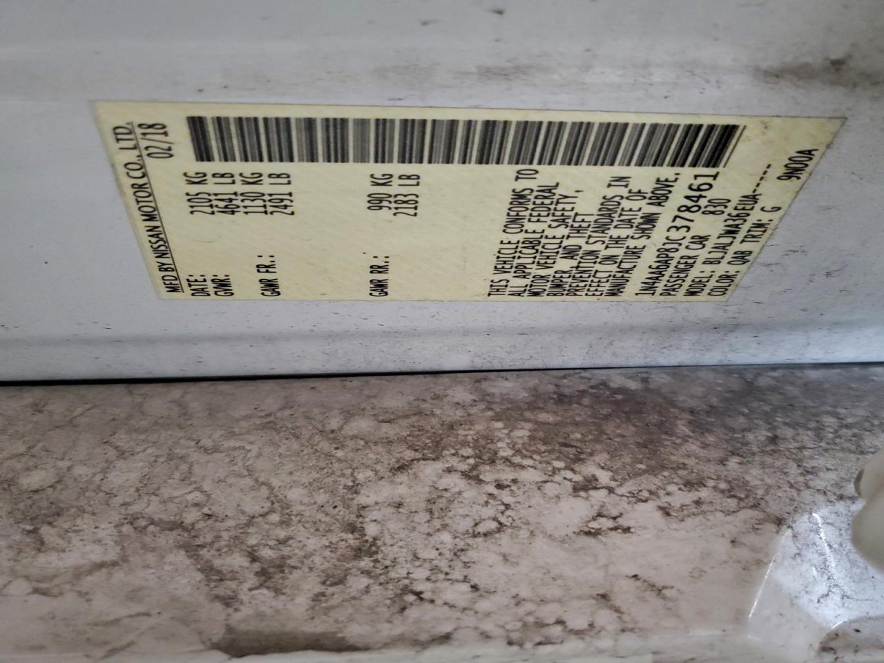 2018 Nissan Maxima 3.5S VIN: 1N4AA6AP8JC378461 Lot: 94674895