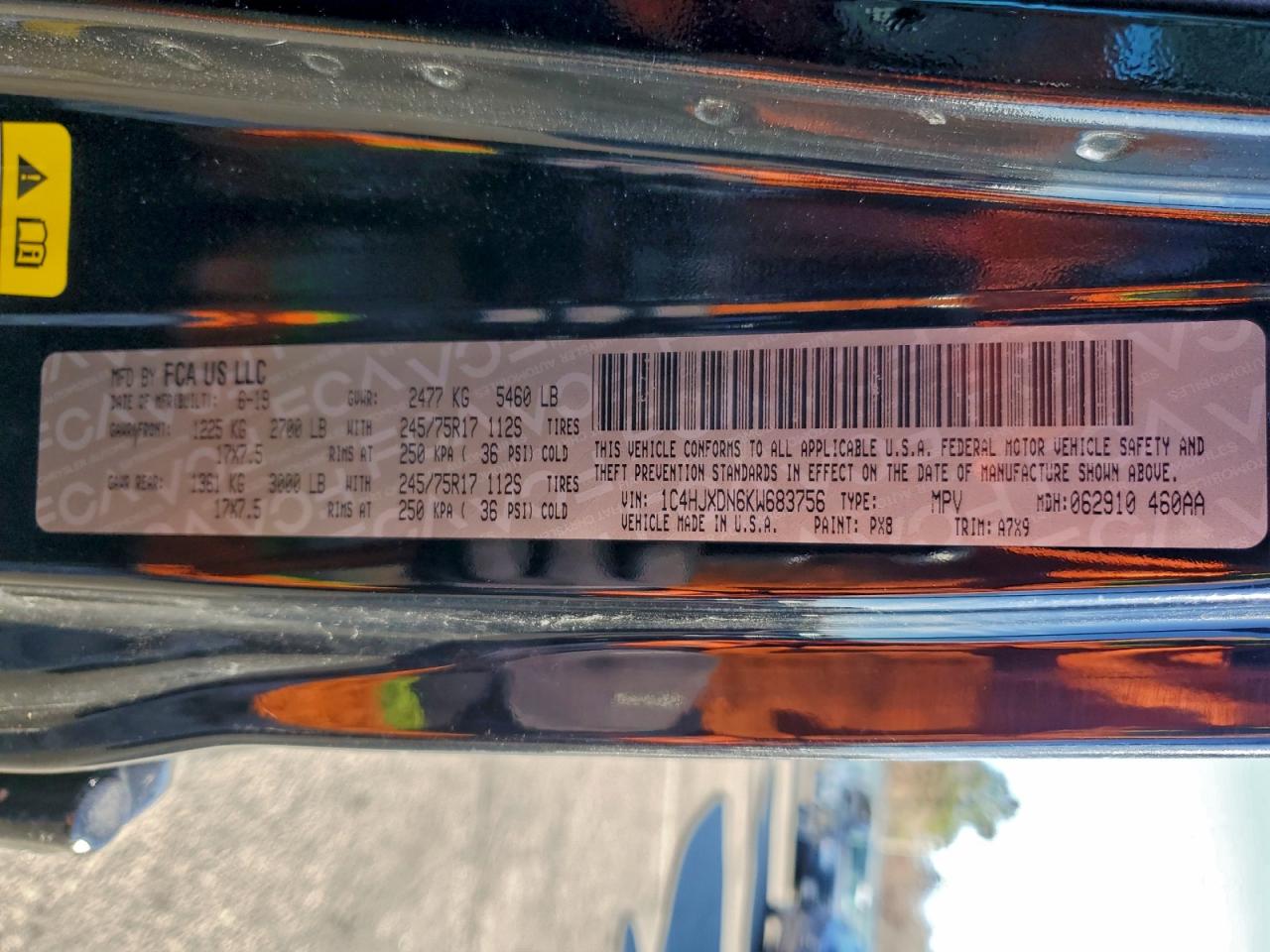 2019 Jeep Wrangler Unlimited Sport VIN: 1C4HJXDN6KW683756 Lot: 92855555