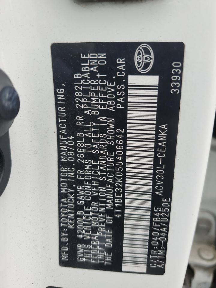 2005 Toyota Camry Le VIN: 4T1BE32K05U406642 Lot: 93440395