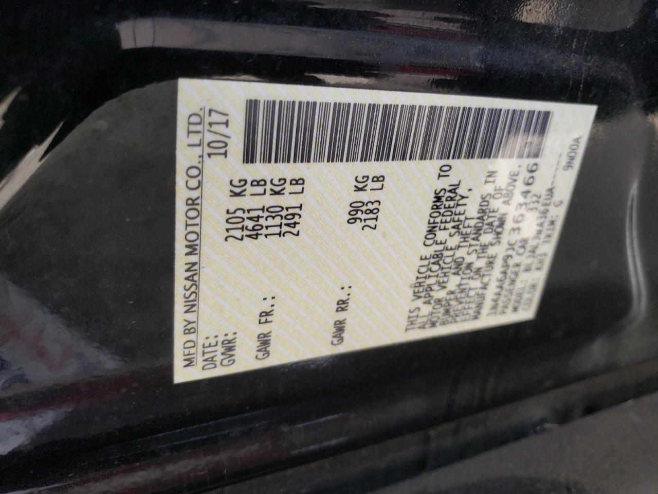 2018 Nissan Maxima 3.5S VIN: 1N4AA6AP9JC363466 Lot: 91716025