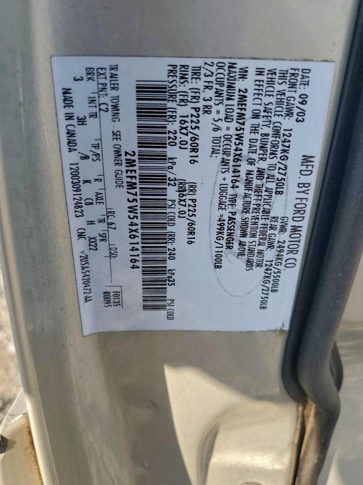 2004 Mercury Grand Marquis Ls VIN: 2MEFM75W54X614164 Lot: 94319455