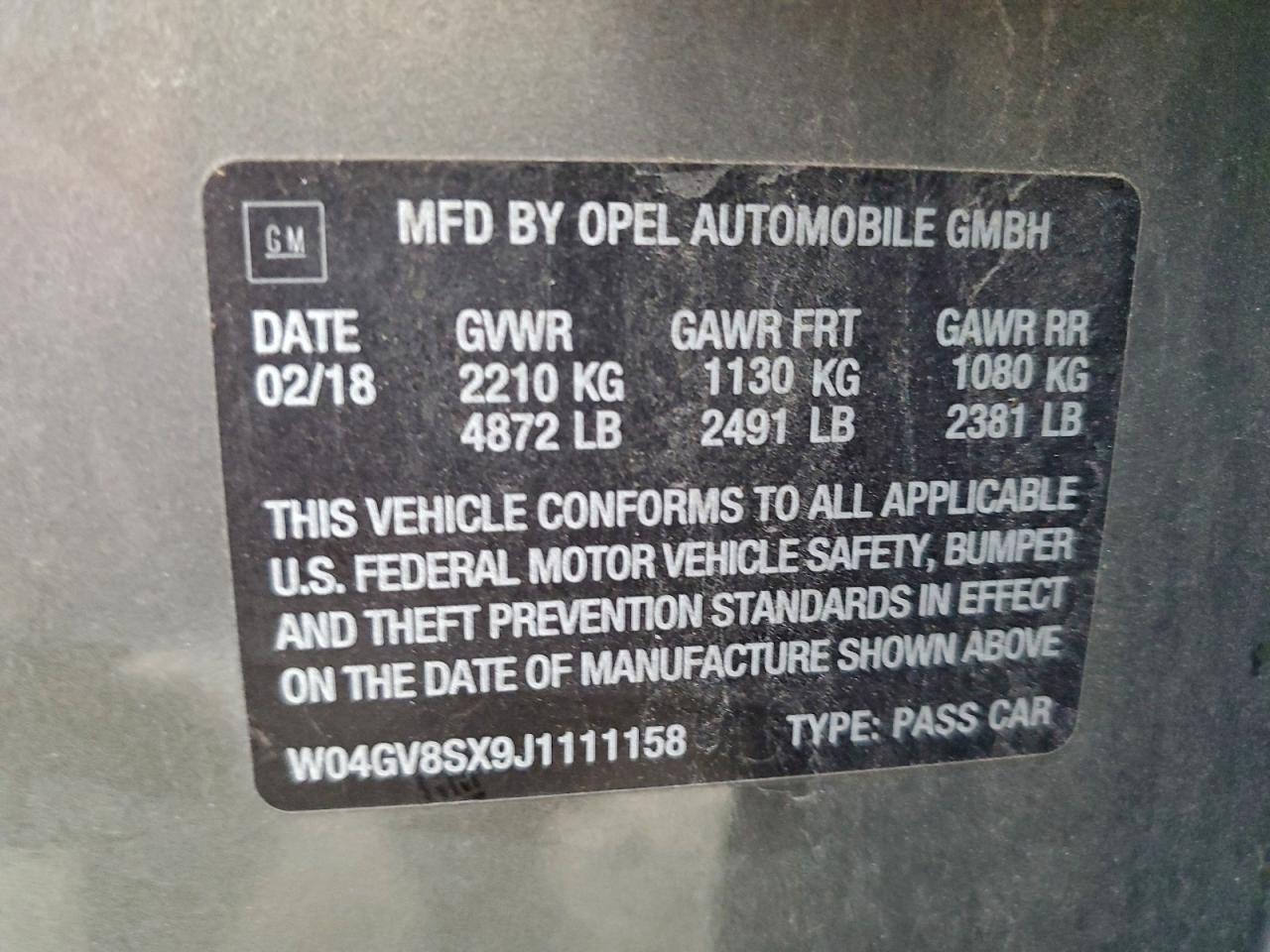 2018 Buick Regal Tourx Essence VIN: W04GV8SX9J1111158 Lot: 94490355