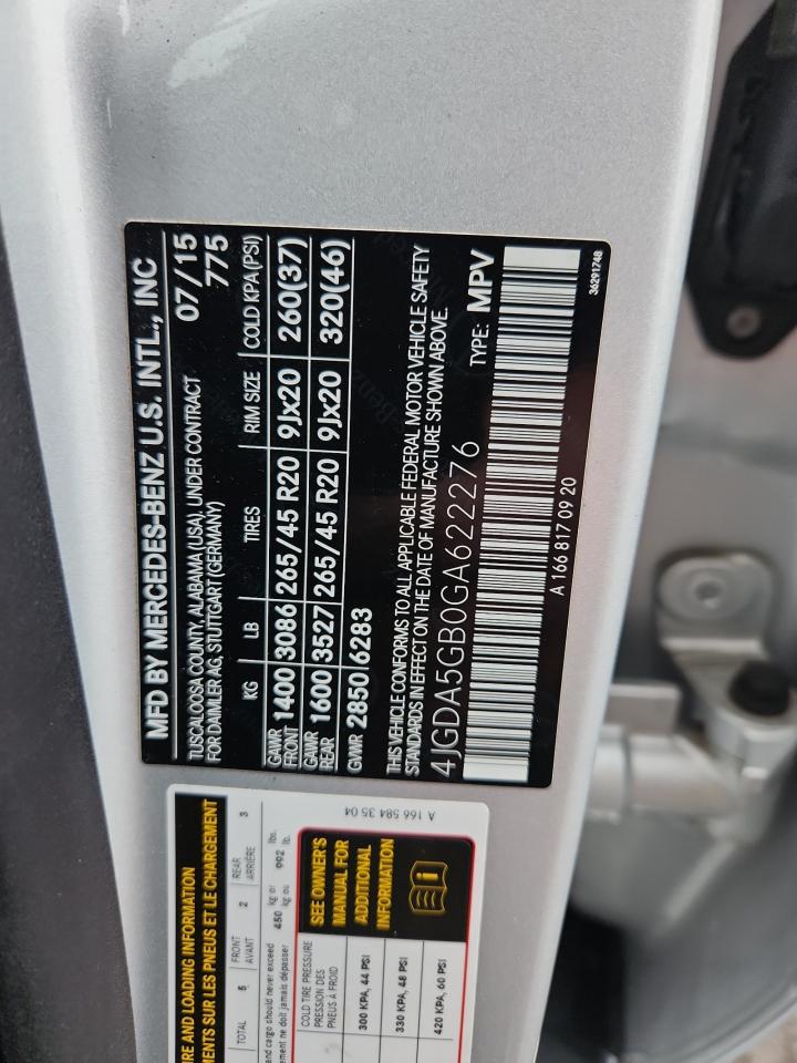 2016 Mercedes-Benz Gle 400 4Matic VIN: 4JGDA5GB0GA622276 Lot: 92001265