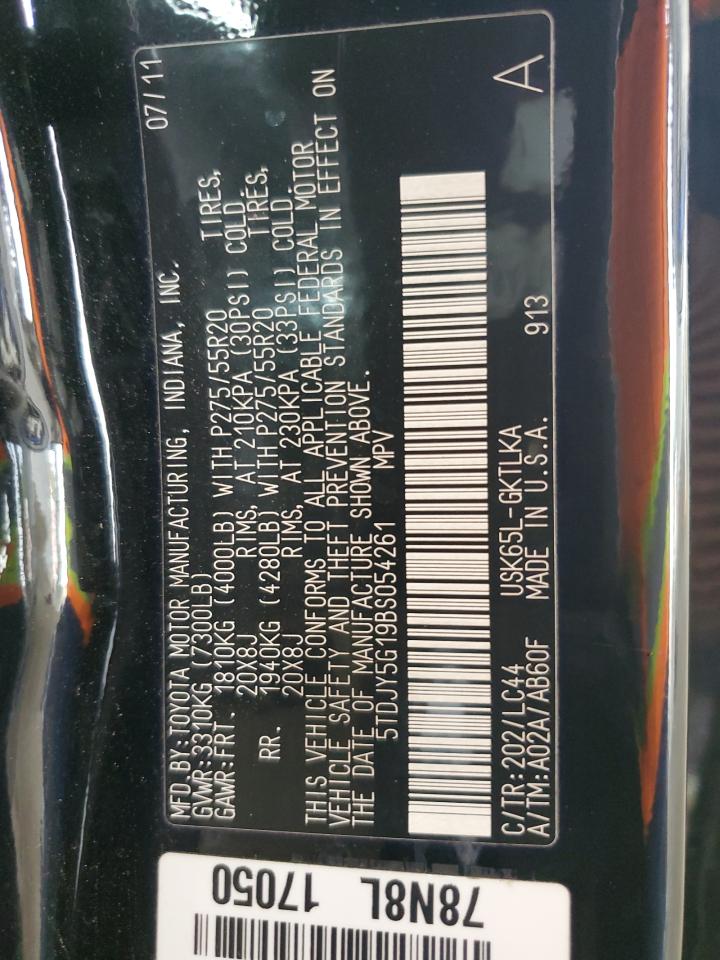 2011 Toyota Sequoia Limited VIN: 5TDJY5G19BS054261 Lot: 93223095