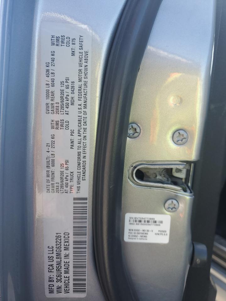 2021 Ram 2500 Laramie VIN: 3C6UR5NL8MG632261 Lot: 92698735