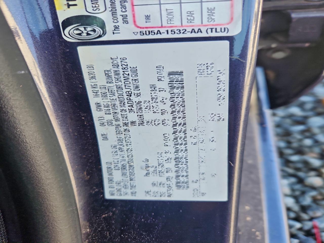 2013 Ford Fiesta Se VIN: 3FADP4BJ7DM218276 Lot: 94043215